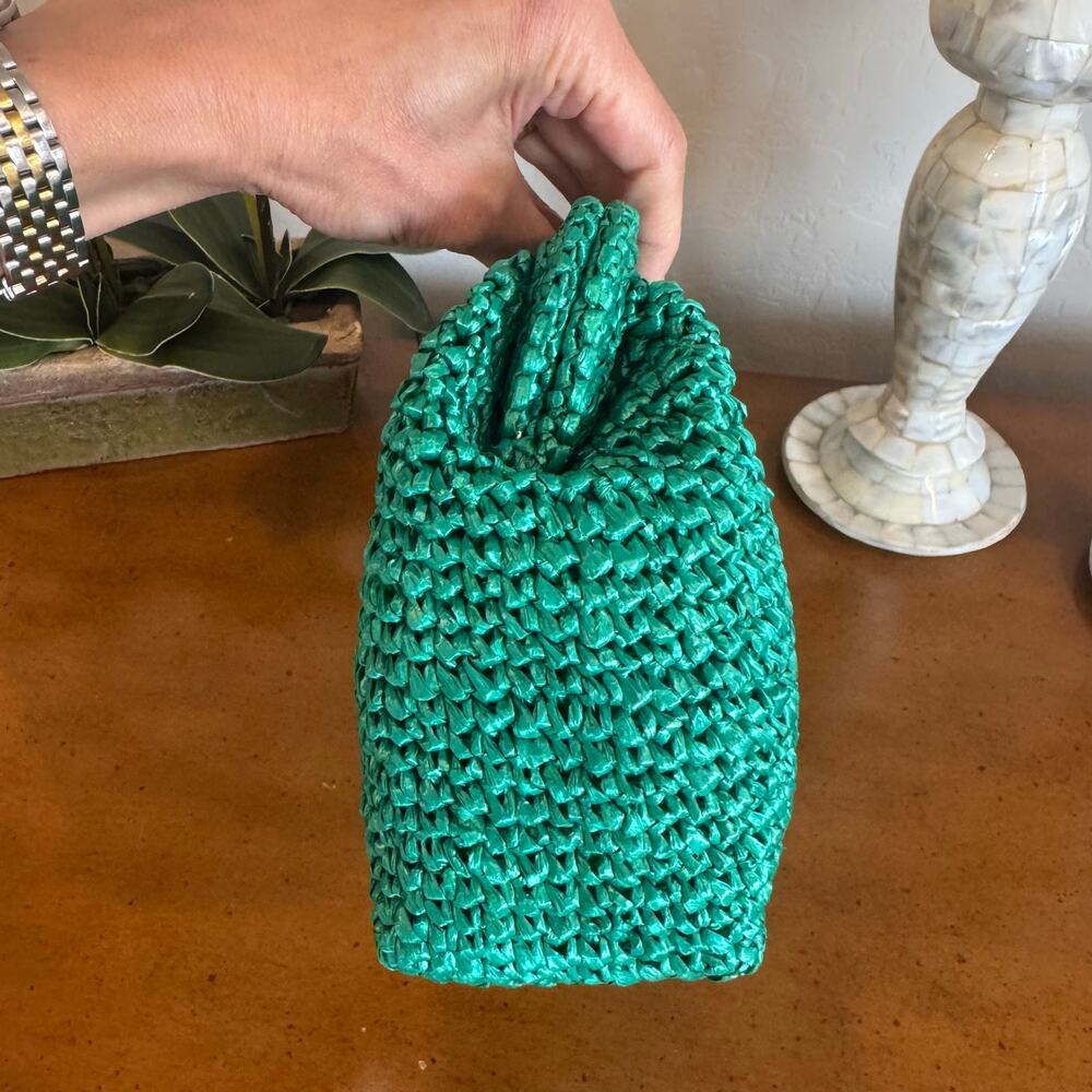 J.Crew Portofino Faux Raffia Clutch Emerald Green NWT - Picture 6 of 11